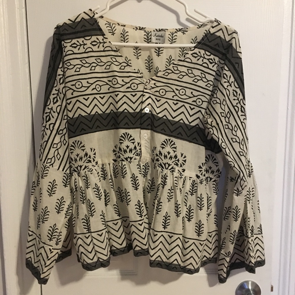 Handmade block print blouse from India